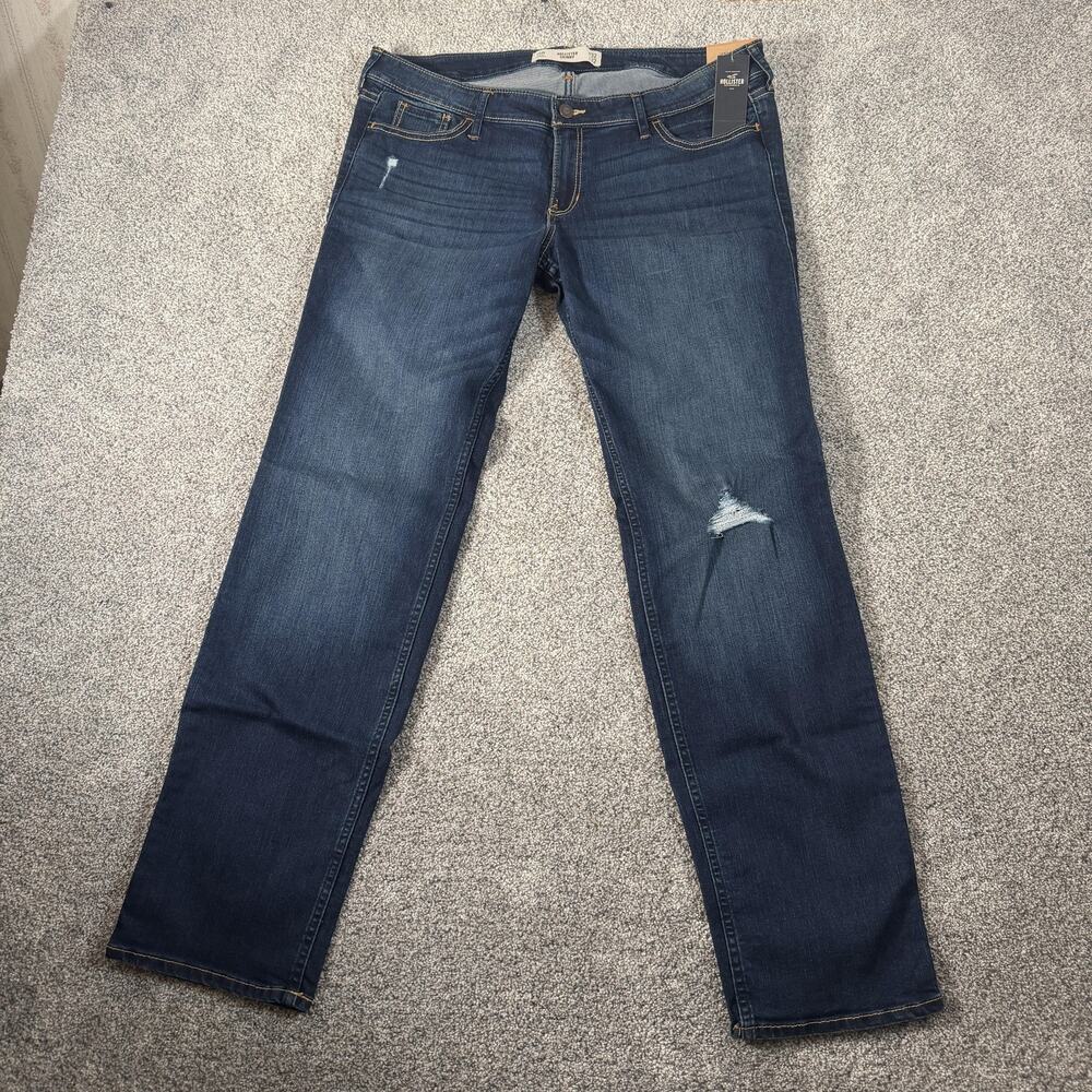 Hollister Skinny Jeans Juniors 15R 32x32 Blue Mid Wash Distressed Stretch Denim